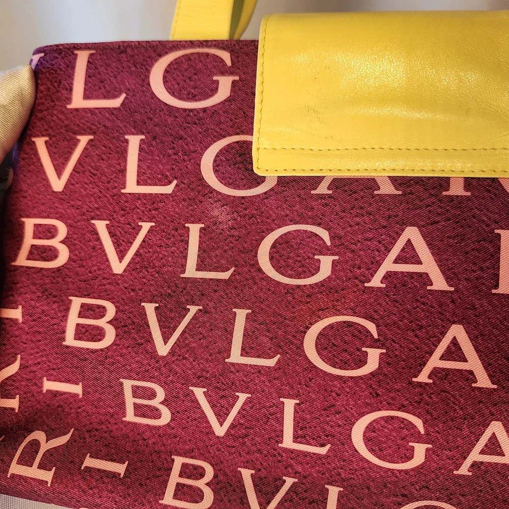 Bvlgari Logo Canvas & Leather Shoulder Bag Purple & Yellow Bulgari - Picture 10 of 16